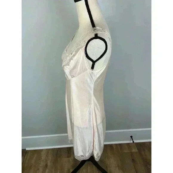 Vtg 50s Stretta Nylon Nightgown Babydoll Midi Light Pink Lace Slip Dress S/M - Picture 5 of 11